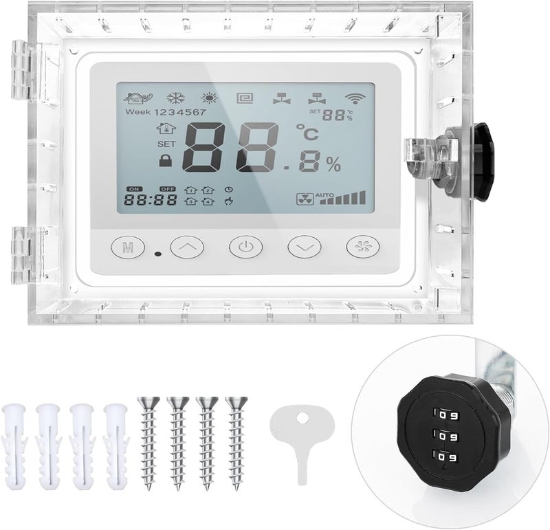 Young Dance Universal Thermostat Combination Lock Box, Clear Large Thermostat Guard for Wall Thermostats, Thermostat Cover Fits Thermostats 6.5  ""H x 4.72  ""W x 1.97  ""D or Smaller (1 Set) - Image 1